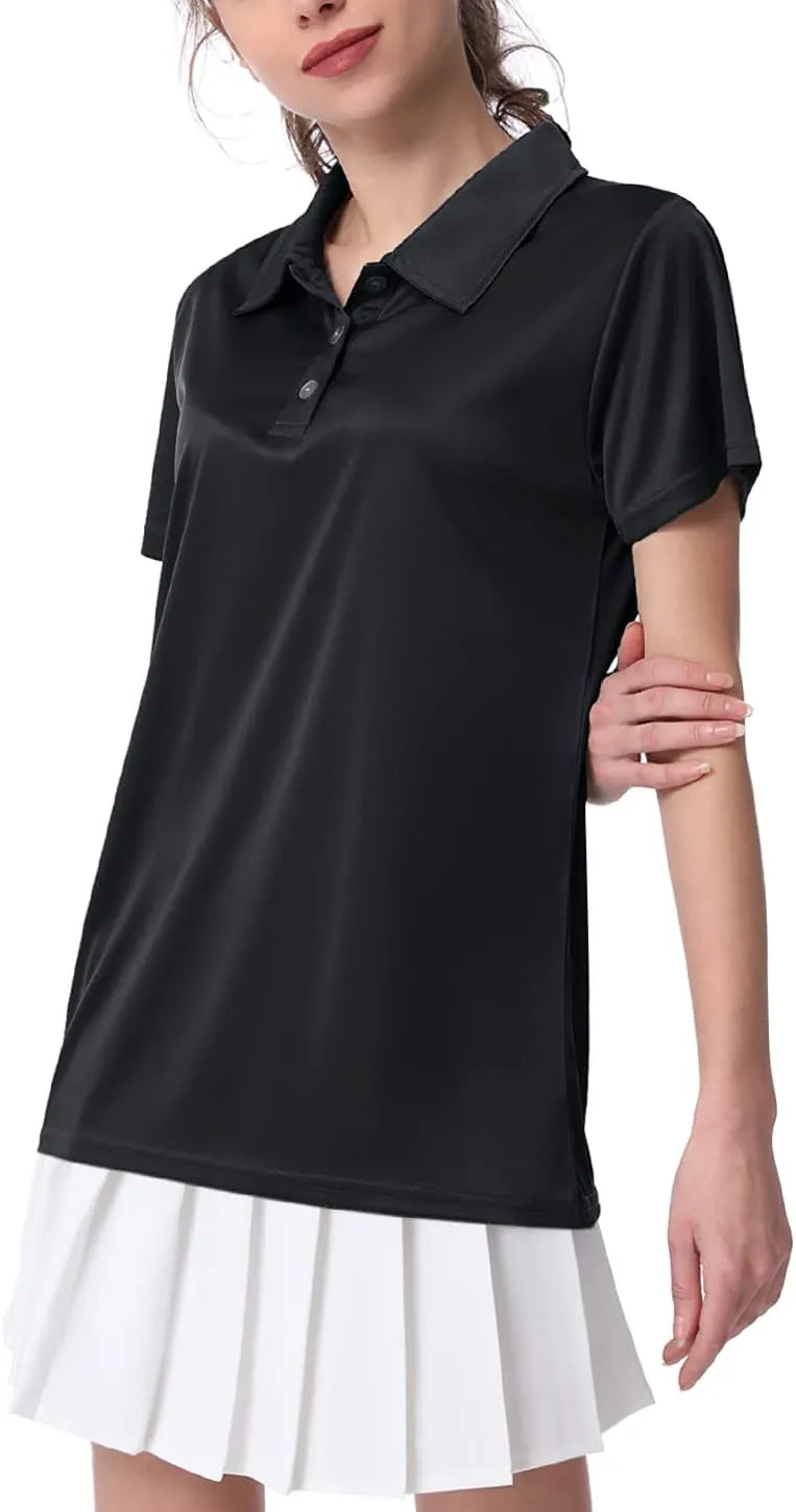 3-Pack Women's Short-Sleeve Sport Polo Shirts Quick Dry Moisture-Wicking Activewear Polos Tops for Work