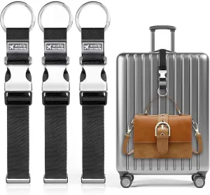 3 PCS Add a Bag Luggage Straps Jacket Gripper Heavy Duty Valises Strap, Adjustable Suitcase Belt Travel Attachment Black Travel Accessories for Travel Belt with Buckle Baggage(Black)