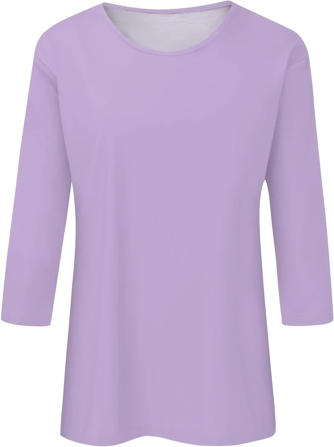 3/4 Length Sleeve Womens Tops Casual Loose Fit Crewneck T Shirts Cute Solid Three Quarter Length Tunic Tops