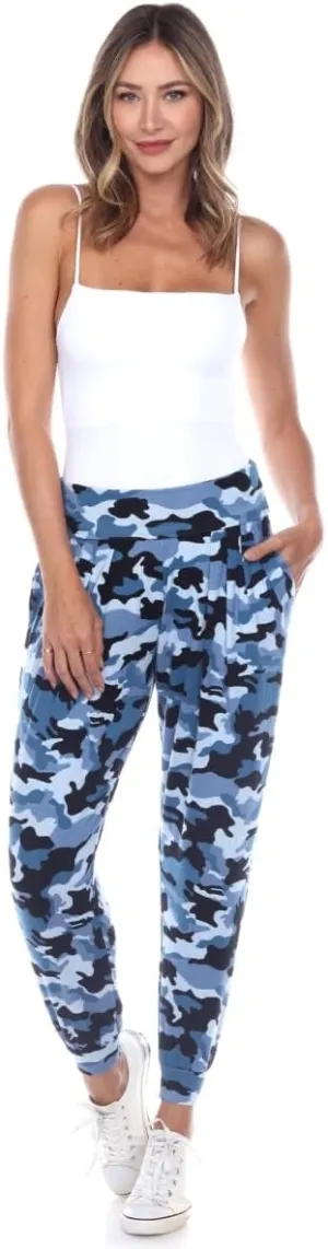 560C-Blue-XL Womens Camo Harem Pants Blue - Extra Large