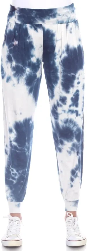 560TD-Navy-M Tie Dye Harem Pants, Navy - Medium