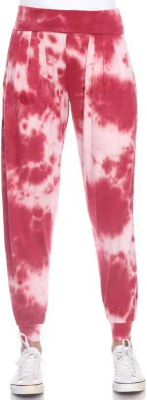 560TD-Red-S Tie Dye Harem Pants Red - Small
