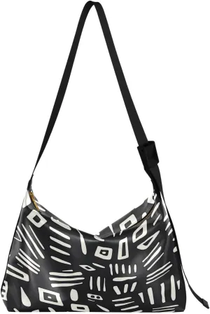Abstract Graffiti Geometric Shoulder Bag for Women Waterproof PU Leather Hobo Bags Crossbody Purse with Zipper Closure