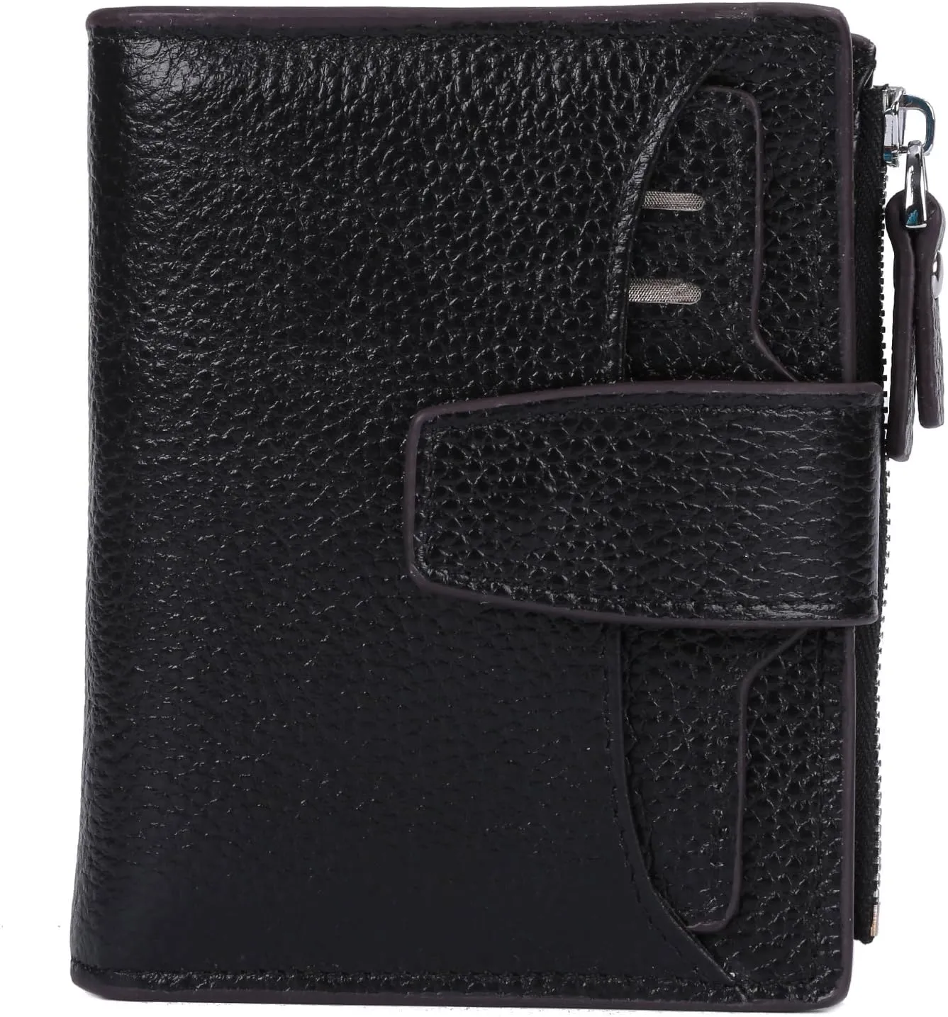 AINIMOER Women's RFID Blocking Leather Small Compact Bi-fold Zipper Pocket Wallet Card Case Purse with id Window