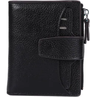 AINIMOER Women's RFID Blocking Leather Small Compact Bi-fold Zipper Pocket Wallet Card Case Purse with id Window