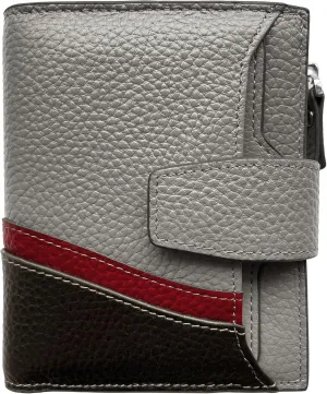 AINIMOER Women's RFID Blocking Leather Small Compact Bi-fold Zipper Pocket Wallet Card Case Purse with id Window