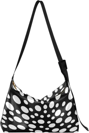 ALAZA Abstract Polka Dot Black Women's Leather Hobo Handbag Shoulder Bag Crossbody Casual Large Tote Bag Purse