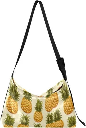 ALAZA Artwork Pineapple Fruit Women's Leather Hobo Handbag Shoulder Bag Crossbody Casual Large Tote Bag Purse