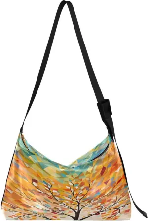 ALAZA Autumn Tree Leaves Artwork Butterfly Women's Leather Hobo Handbag Shoulder Bag Crossbody Casual Large Tote Bag Purse