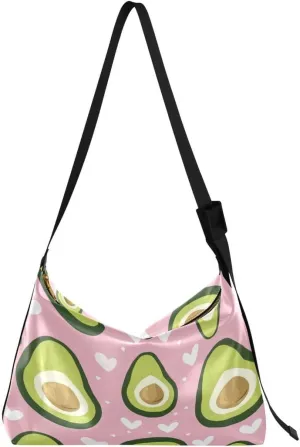 ALAZA Avocado Heart Love Butterfly Women's Leather Hobo Handbag Shoulder Bag Crossbody Casual Large Tote Bag Purse