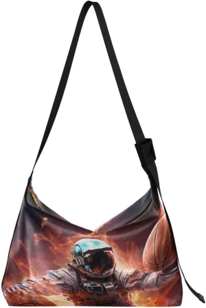 ALAZA Basketball Shot Astronaut Cute Women's Leather Hobo Handbag Shoulder Bag Crossbody Casual Large Tote Bag Purse