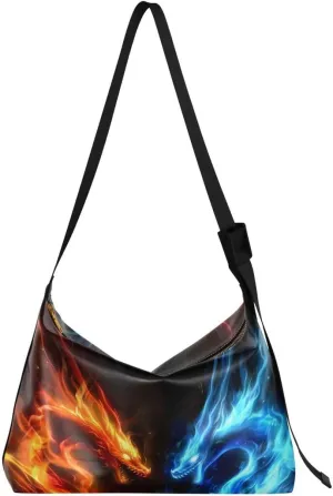 ALAZA Beautiful Dragon Fire Women's Leather Hobo Handbag Shoulder Bag Crossbody Casual Large Tote Bag Purse