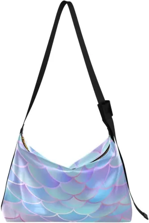 ALAZA Bright Color Fish Scale Women's Leather Hobo Handbag Shoulder Bag Crossbody Casual Large Tote Bag Purse