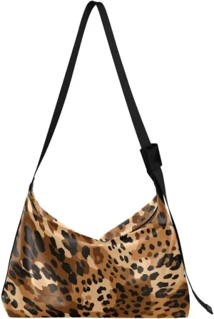 ALAZA Brown Leopard Print Hipster Women's Leather Hobo Handbag Shoulder Bag Crossbody Casual Large Tote Bag Purse