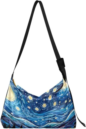 ALAZA Cartoon Oil Painting Women's Leather Hobo Handbag Shoulder Bag Crossbody Casual Large Tote Bag Purse