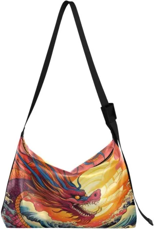 ALAZA Chinese Dragon Ocean Wave Artwork Women's Leather Hobo Handbag Shoulder Bag Crossbody Casual Large Tote Bag Purse