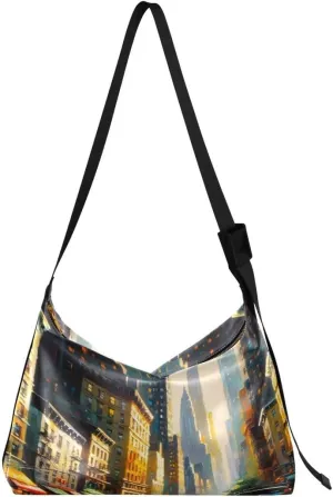 ALAZA City Street Women's Leather Hobo Handbag Shoulder Bag Crossbody Casual Large Tote Bag Purse