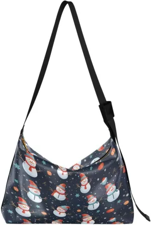 ALAZA Color Snowman Ball Bell Snowflake Women's Leather Hobo Handbag Shoulder Bag Crossbody Casual Large Tote Bag Purse