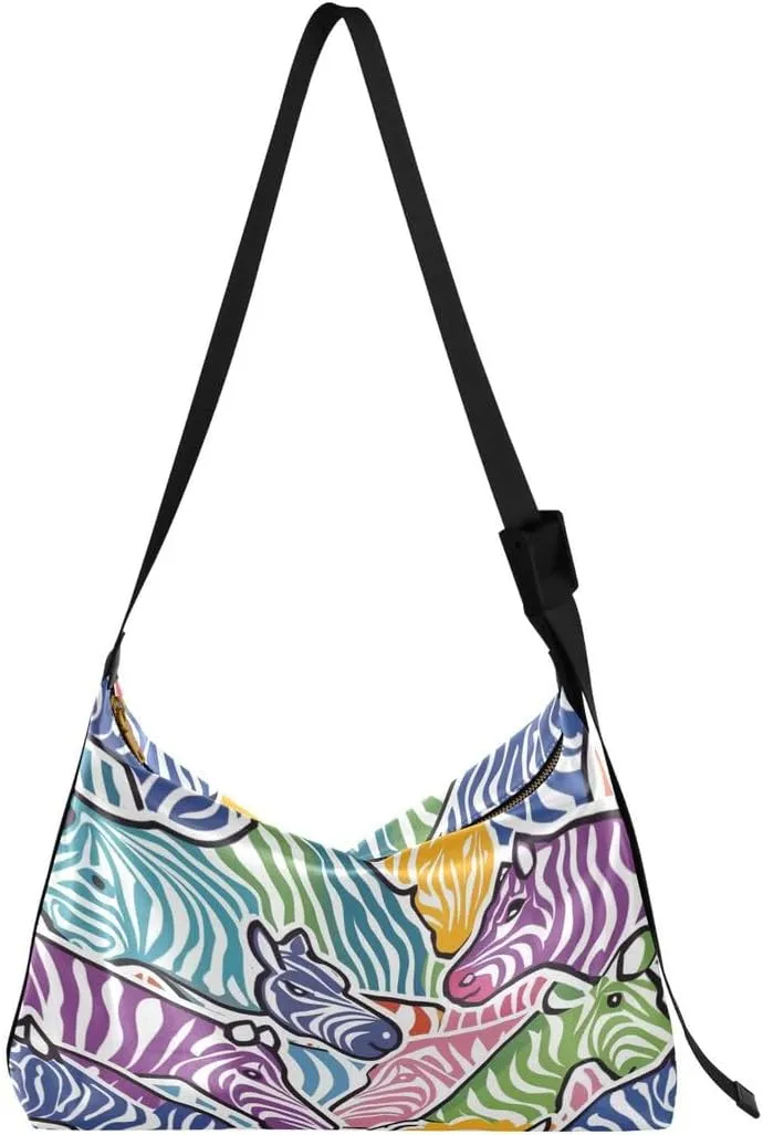 ALAZA Colorful Zebra Striped Butterfly Women's Leather Hobo Handbag Shoulder Bag Crossbody Casual Large Tote Bag Purse