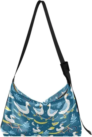 ALAZA Duck Goose Lemon Butterfly Women's Leather Hobo Handbag Shoulder Bag Crossbody Casual Large Tote Bag Purse