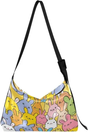 ALAZA Easter Colorful Rabbit Bunny Women's Leather Hobo Handbag Shoulder Bag Crossbody Casual Large Tote Bag Purse
