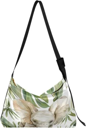 ALAZA Elephant Palm Leaves Watercolor Butterfly Women's Leather Hobo Handbag Shoulder Bag Crossbody Casual Large Tote Bag Purse