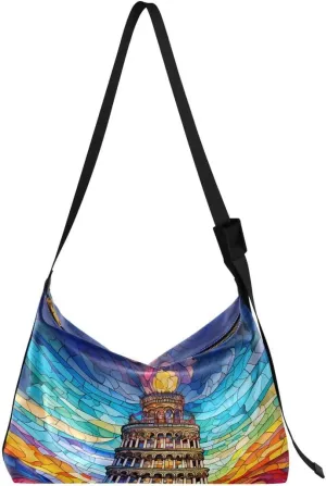 ALAZA European Leaning Tower Of Pisa Italy Women's Leather Hobo Handbag Shoulder Bag Crossbody Casual Large Tote Bag Purse