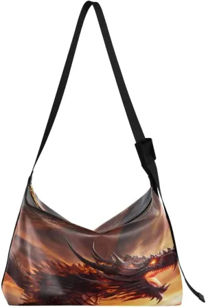 ALAZA Fantasy Fire Dragon Women's Leather Hobo Handbag Shoulder Bag Crossbody Casual Large Tote Bag Purse