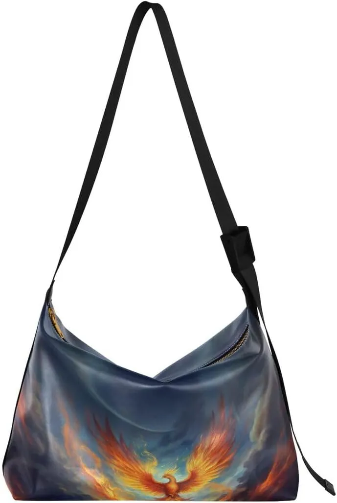 ALAZA Fire Phoenix Women's Leather Hobo Handbag Shoulder Bag Crossbody Casual Large Tote Bag Purse
