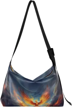 ALAZA Fire Phoenix Women's Leather Hobo Handbag Shoulder Bag Crossbody Casual Large Tote Bag Purse