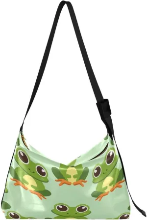ALAZA Frog Green Butterfly Women's Leather Hobo Handbag Shoulder Bag Crossbody Casual Large Tote Bag Purse
