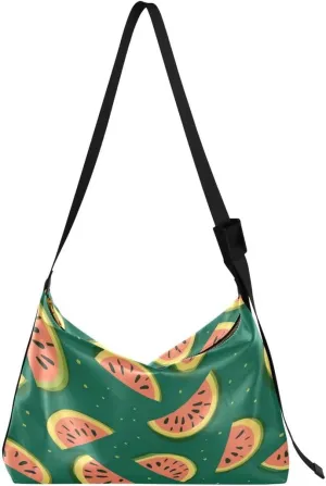 ALAZA Funny Cartoon Watermelon Butterfly Women's Leather Hobo Handbag Shoulder Bag Crossbody Casual Large Tote Bag Purse