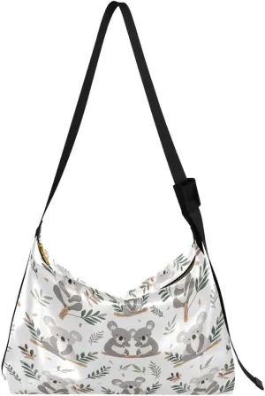 ALAZA Funny Koala Leaves Butterfly Women's Leather Hobo Handbag Shoulder Bag Crossbody Casual Large Tote Bag Purse
