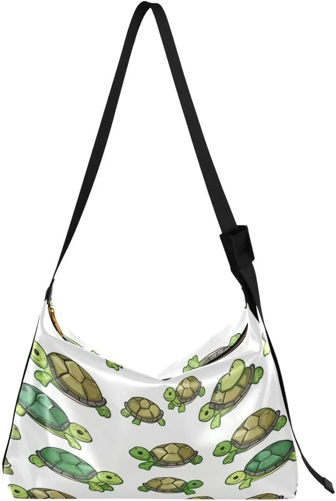 ALAZA Funny Sea Turtle White Butterfly Women's Leather Hobo Handbag Shoulder Bag Crossbody Casual Large Tote Bag Purse