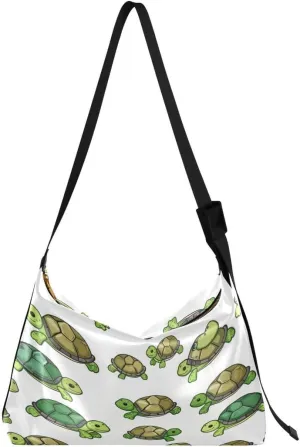 ALAZA Funny Sea Turtle White Butterfly Women's Leather Hobo Handbag Shoulder Bag Crossbody Casual Large Tote Bag Purse