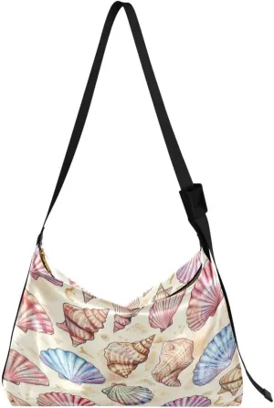 ALAZA Funny Seashell Ocean Butterfly Women's Leather Hobo Handbag Shoulder Bag Crossbody Casual Large Tote Bag Purse