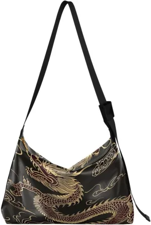 ALAZA Happy Chinese Dragon Cloud Women's Leather Hobo Handbag Shoulder Bag Crossbody Casual Large Tote Bag Purse