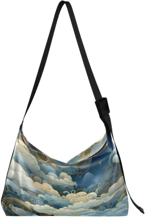 ALAZA Japanese Cloud Starry Butterfly Women's Leather Hobo Handbag Shoulder Bag Crossbody Casual Large Tote Bag Purse