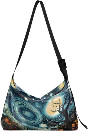 ALAZA Landscape Starry Night Women's Leather Hobo Handbag Shoulder Bag Crossbody Casual Large Tote Bag Purse