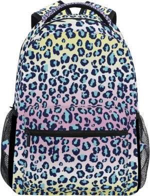 ALAZA Leopard Print Rainbow Color Geometric Stylish Large Backpack Personalized Laptop iPad Tablet Travel School Bag with Multiple Pockets