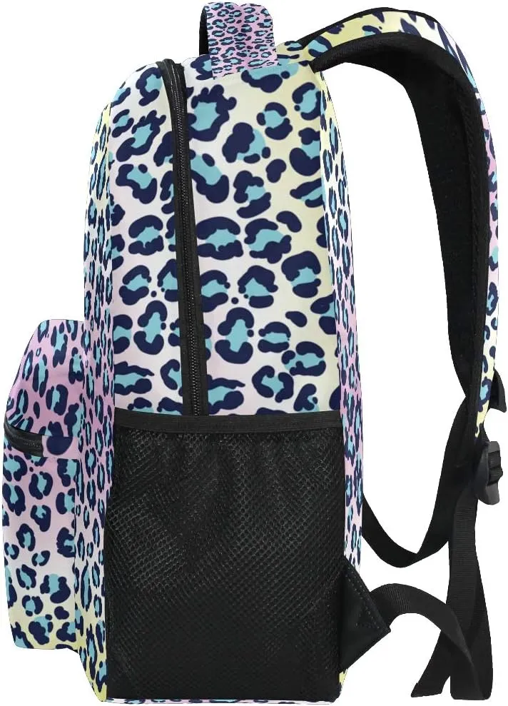 ALAZA Leopard Print Rainbow Color Geometric Stylish Large Backpack Personalized Laptop iPad Tablet Travel School Bag with Multiple Pockets