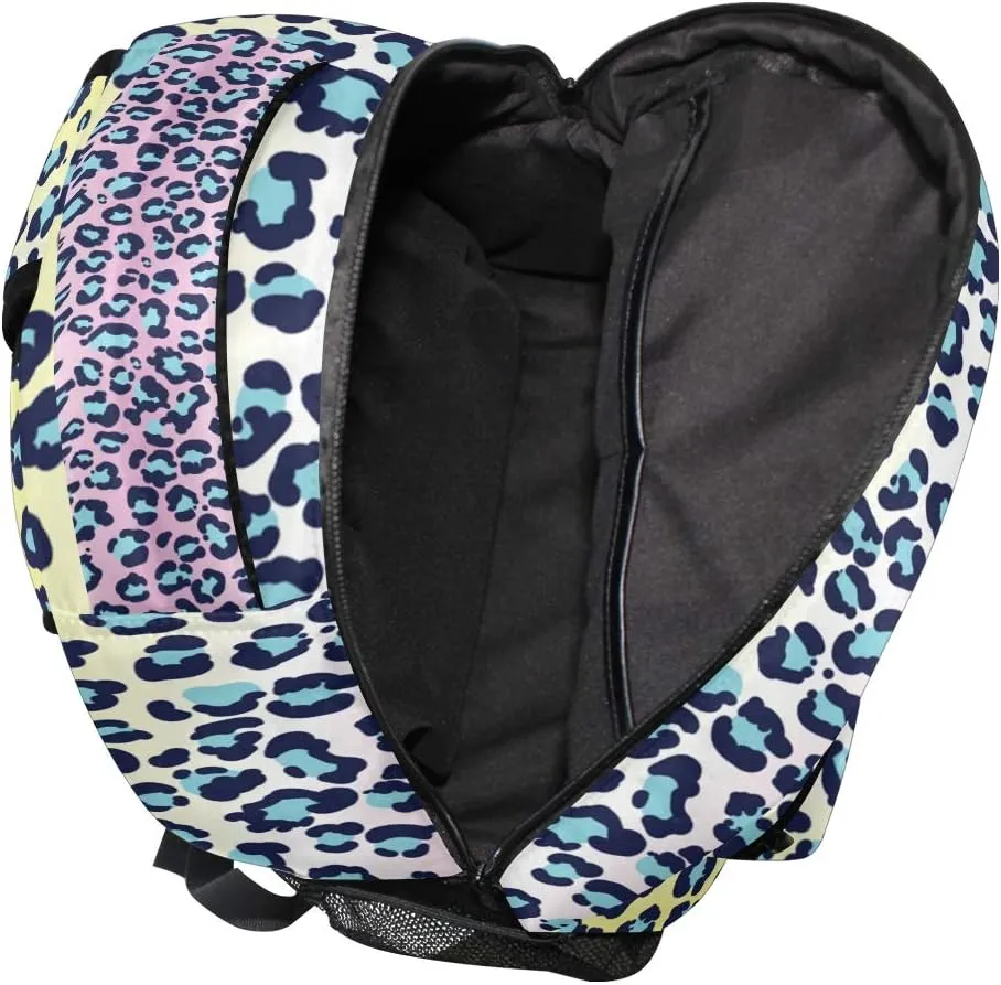ALAZA Leopard Print Rainbow Color Geometric Stylish Large Backpack Personalized Laptop iPad Tablet Travel School Bag with Multiple Pockets