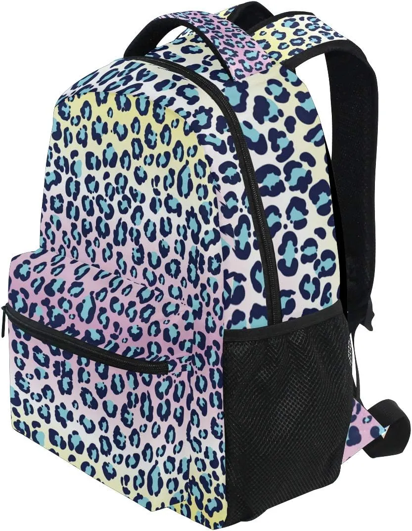 ALAZA Leopard Print Rainbow Color Geometric Stylish Large Backpack Personalized Laptop iPad Tablet Travel School Bag with Multiple Pockets