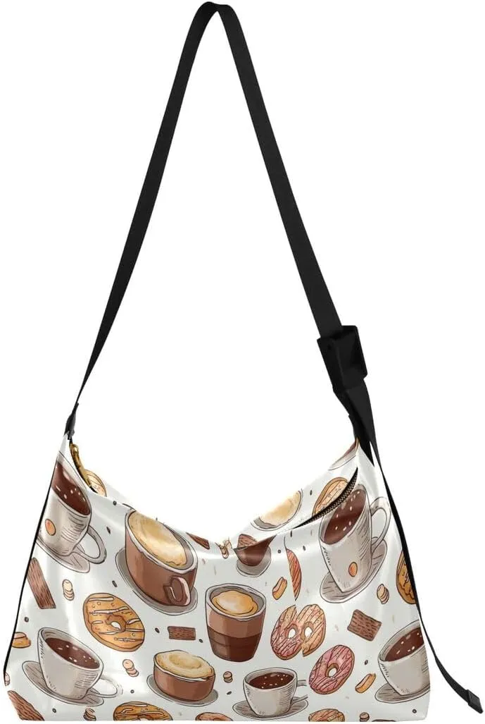 ALAZA Macaroon Coffee Women's Leather Hobo Handbag Shoulder Bag Crossbody Casual Large Tote Bag Purse