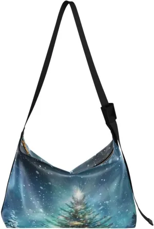 ALAZA Magic Christmas Pine Tree Women's Leather Hobo Handbag Shoulder Bag Crossbody Casual Large Tote Bag Purse