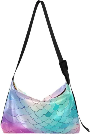 ALAZA Mermaid Blue Butterfly Women's Leather Hobo Handbag Shoulder Bag Crossbody Casual Large Tote Bag Purse
