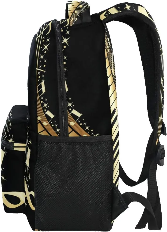ALAZA Music Notes With Piano Keys Stylish Large Backpack Personalized Laptop iPad Tablet Travel School Bag with Multiple Pockets