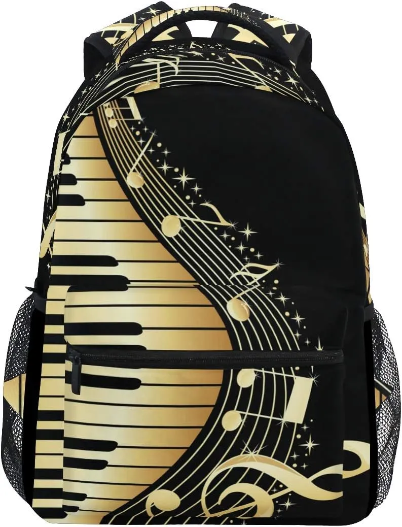 ALAZA Music Notes With Piano Keys Stylish Large Backpack Personalized Laptop iPad Tablet Travel School Bag with Multiple Pockets