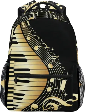 ALAZA Music Notes With Piano Keys Stylish Large Backpack Personalized Laptop iPad Tablet Travel School Bag with Multiple Pockets