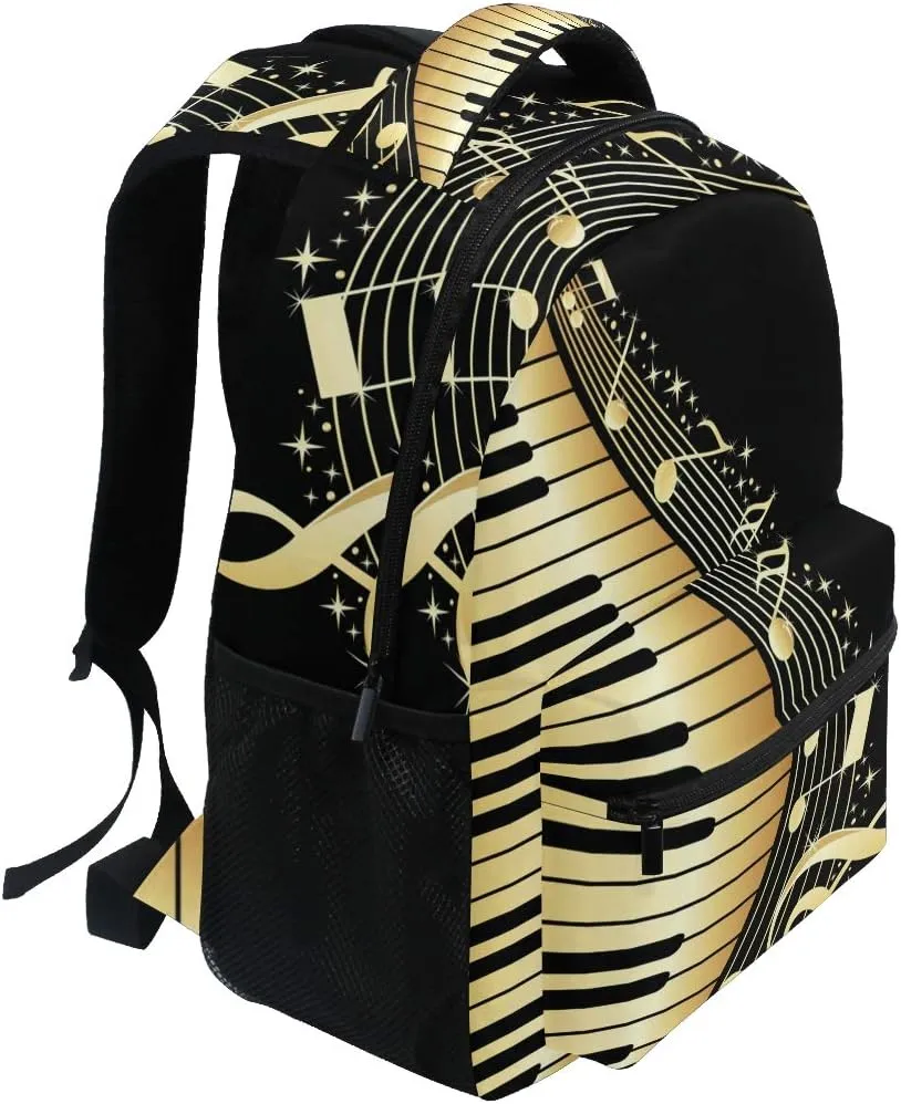 ALAZA Music Notes With Piano Keys Stylish Large Backpack Personalized Laptop iPad Tablet Travel School Bag with Multiple Pockets